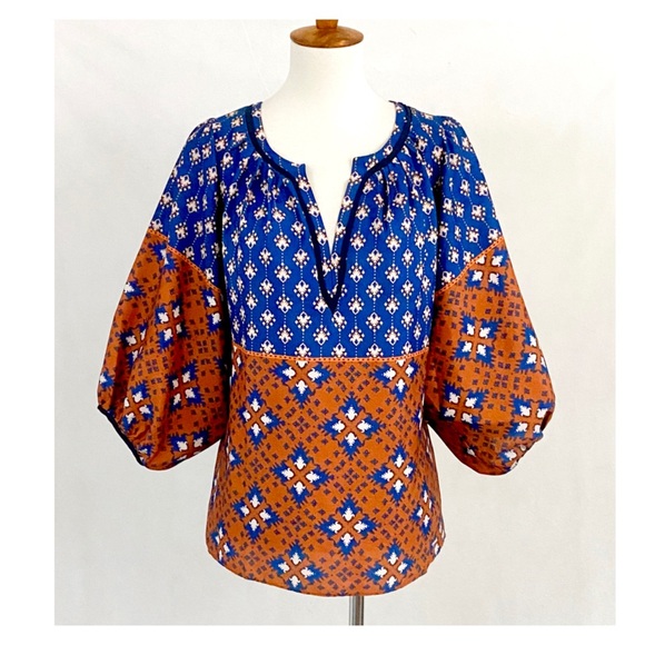 Collective Concepts Pattern Boho Peasant Blouse